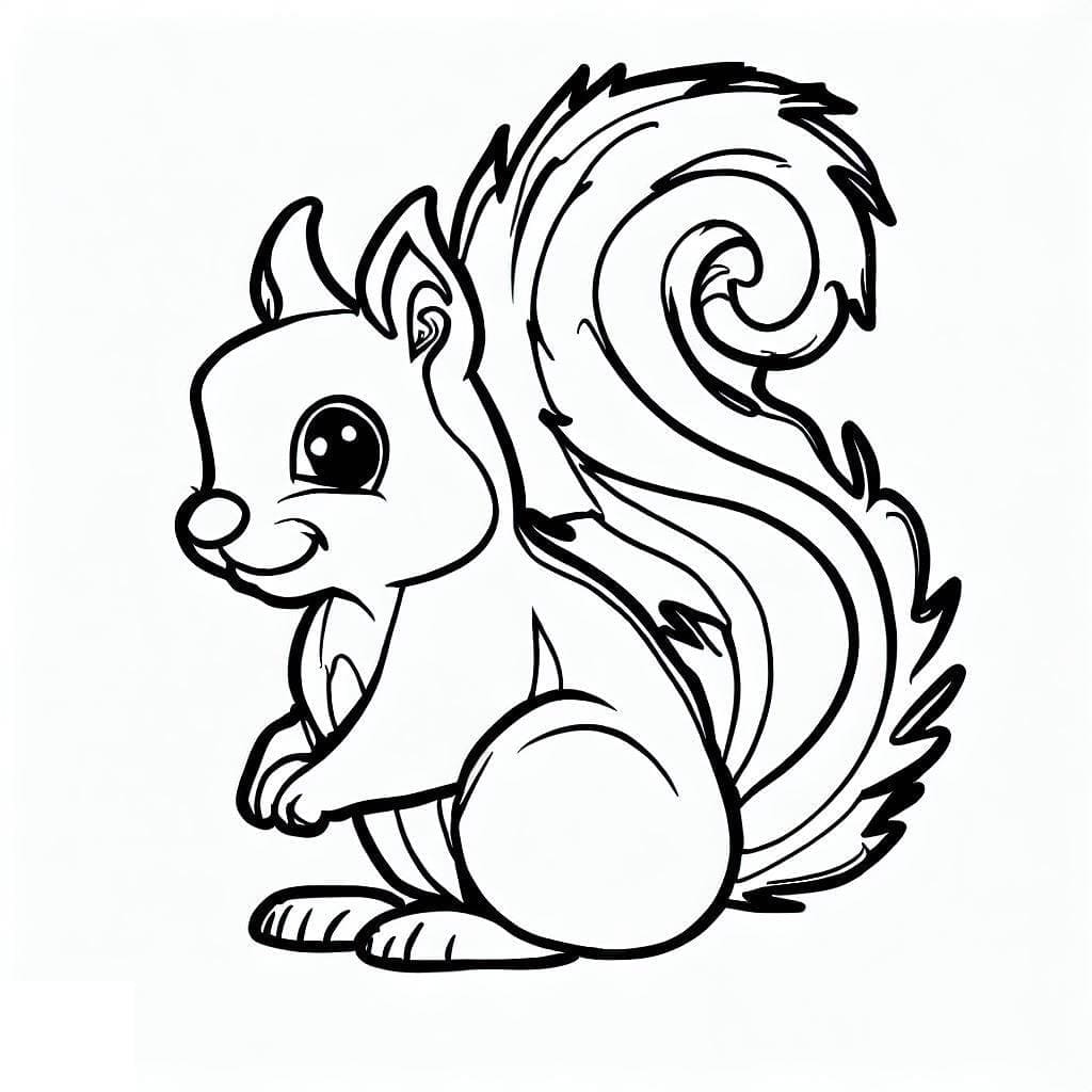 Sød lille egern Tegninger til Farvelægning