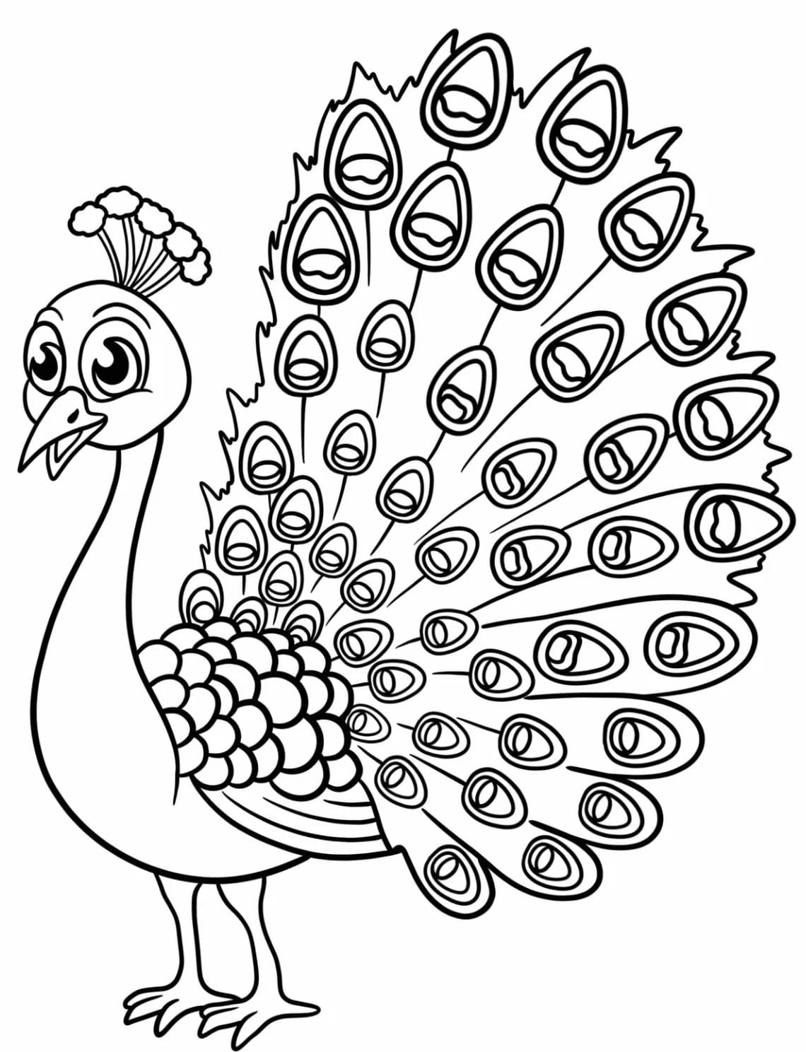 Tegneserie påfugl Tegninger til Farvelægning