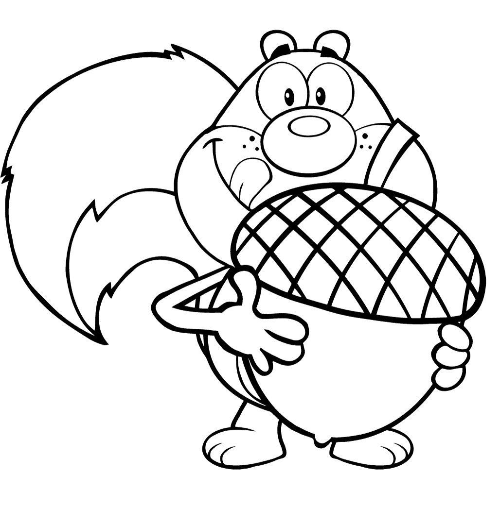 Tegneserieegern holder et stort agern Tegninger til Farvelægning