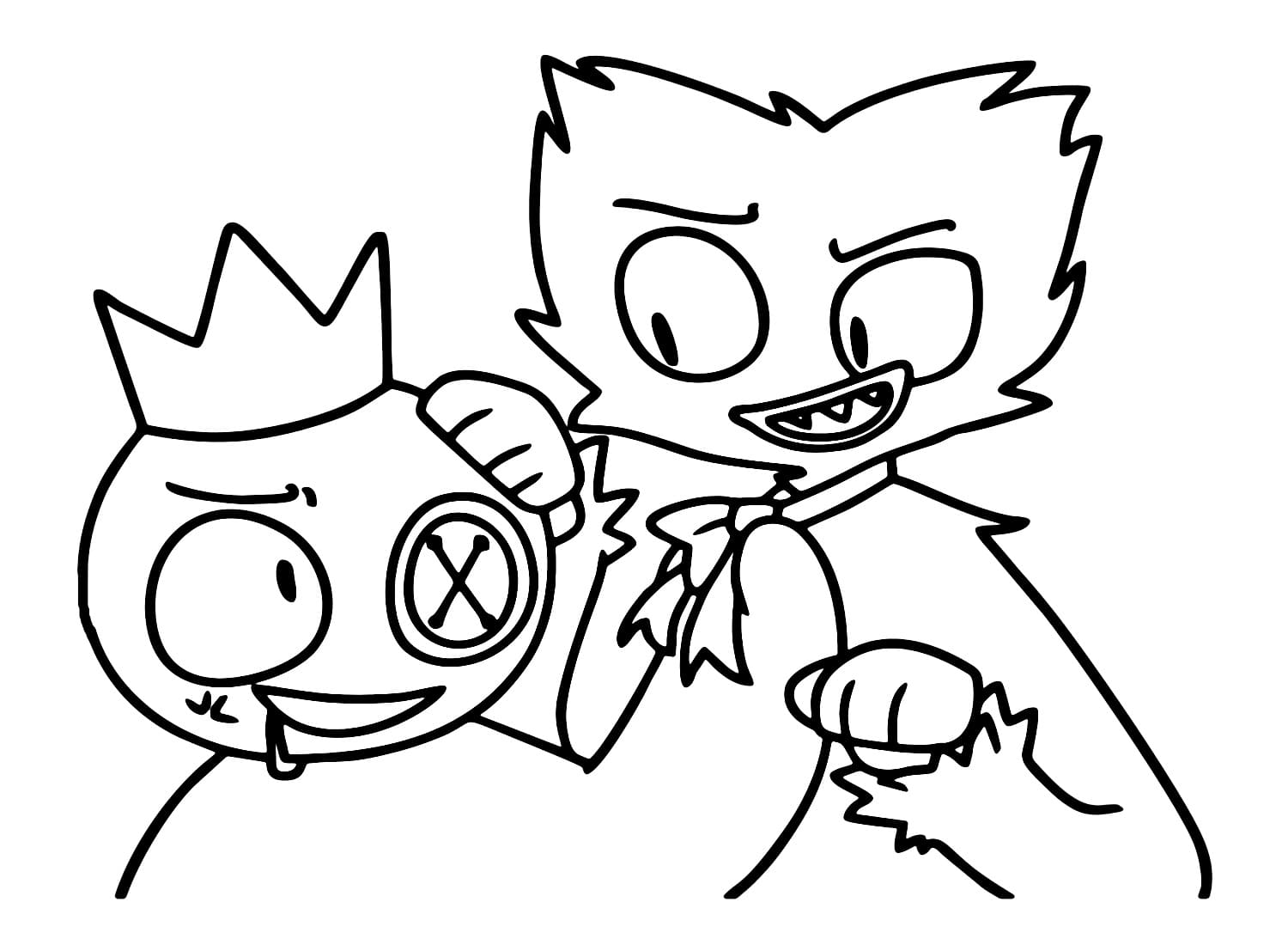 Ven og Huggy Wuggy Tegninger til Farvelægning