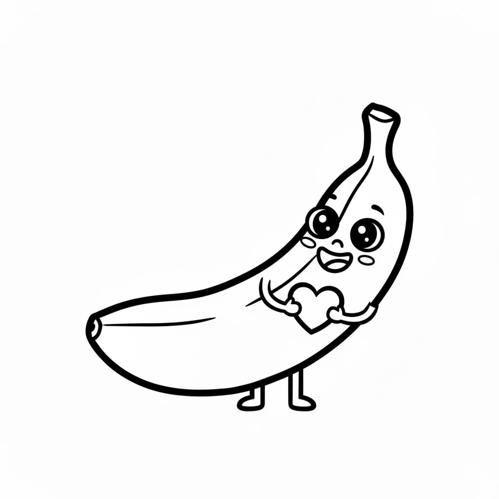Banan med hjerte Tegninger til Farvelægning