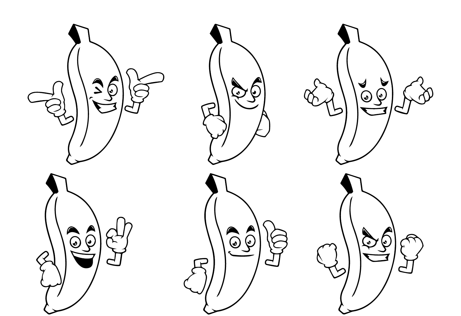 Bananmaskot Tegninger til Farvelægning