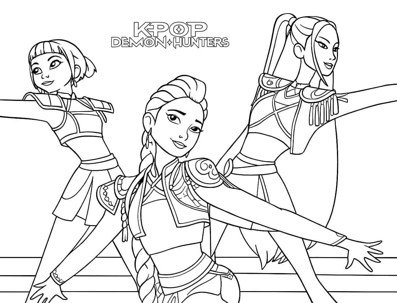 Billeder af gruppe af dæmonjægerpiger Tegninger til Farvelægning