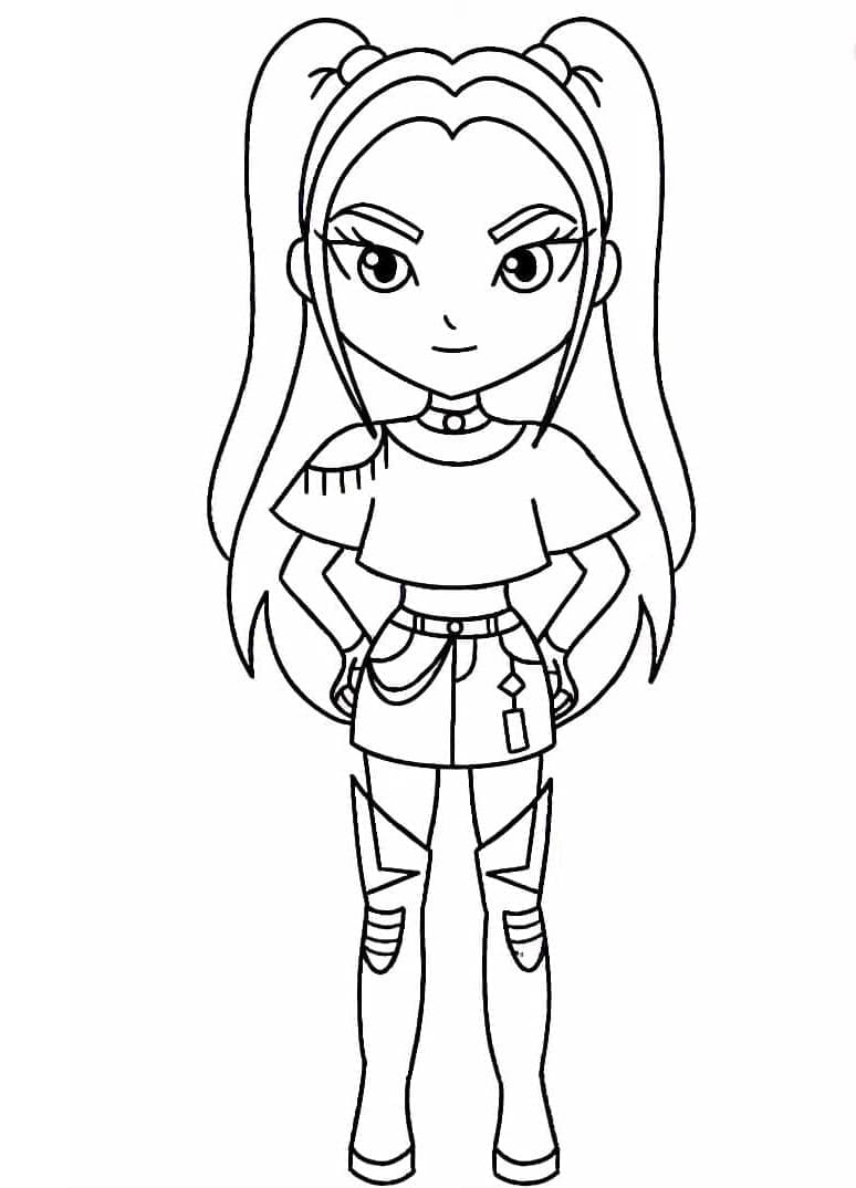 Chibi Mira, pigegruppen med dæmonjægere Tegninger til Farvelægning