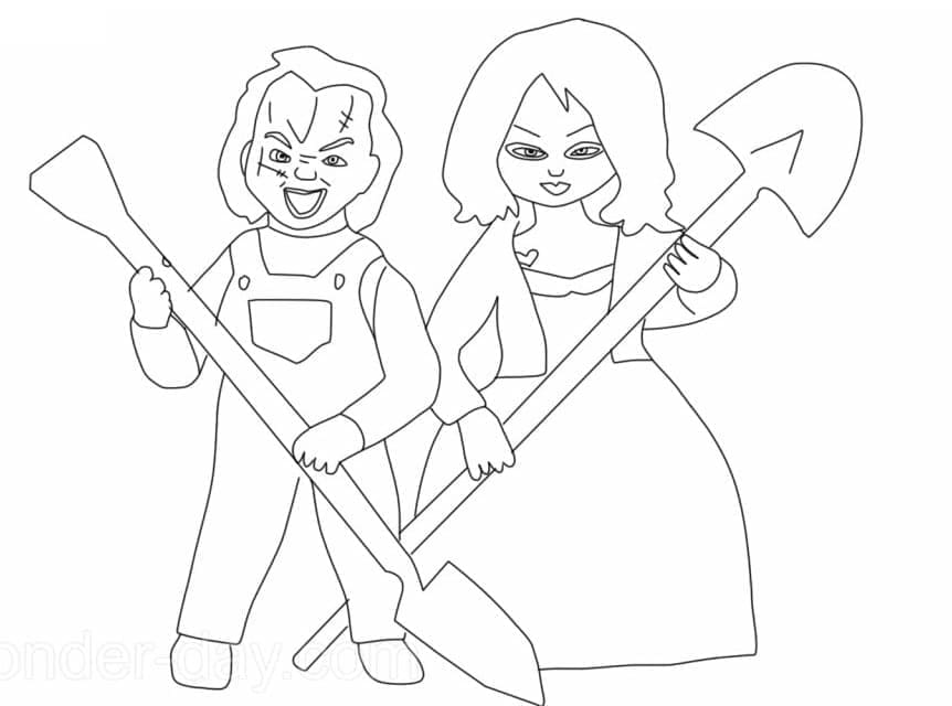 Chucky og Tiffany Tegninger til Farvelægning