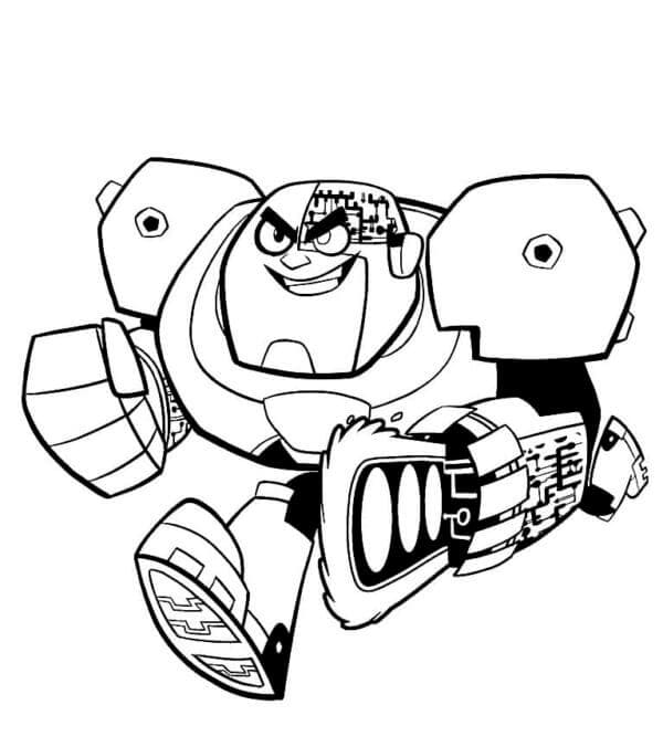 Cyborg løber til sine venner Tegninger til Farvelægning