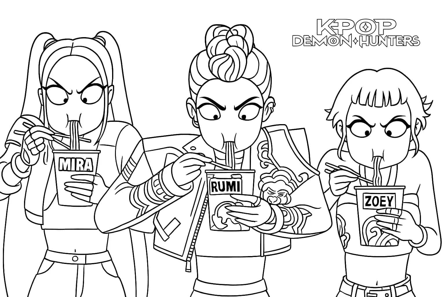 Dæmonjæger Pigegruppe Komedie Tegninger til Farvelægning