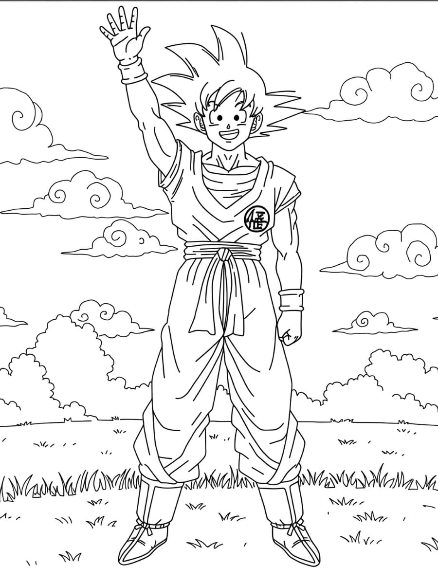 Dragon Ball Z Goku hej Tegninger til Farvelægning