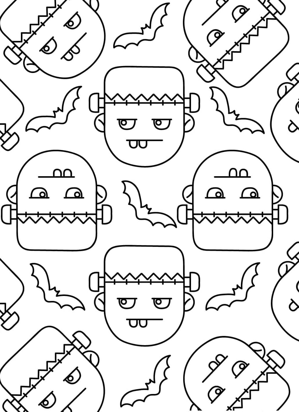 Frankenstein-ansigter Tegninger til Farvelægning