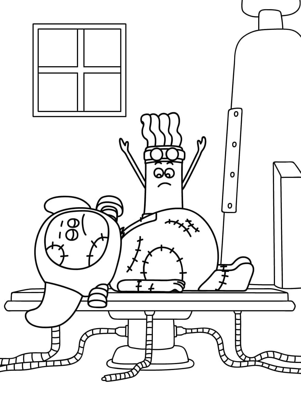 Frankenstein i laboratoriet Tegninger til Farvelægning