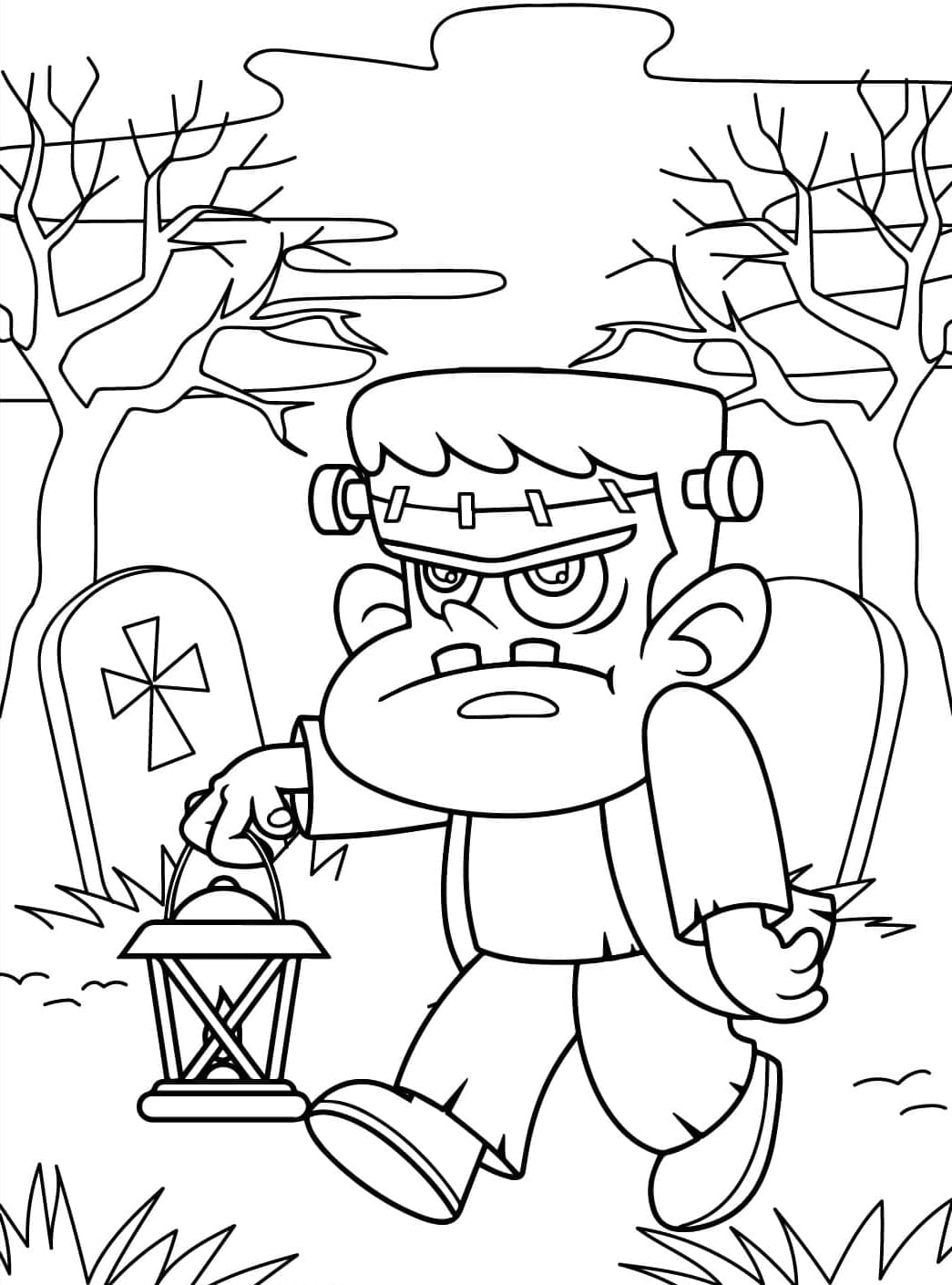 Frankenstein på Halloween-aften Tegninger til Farvelægning