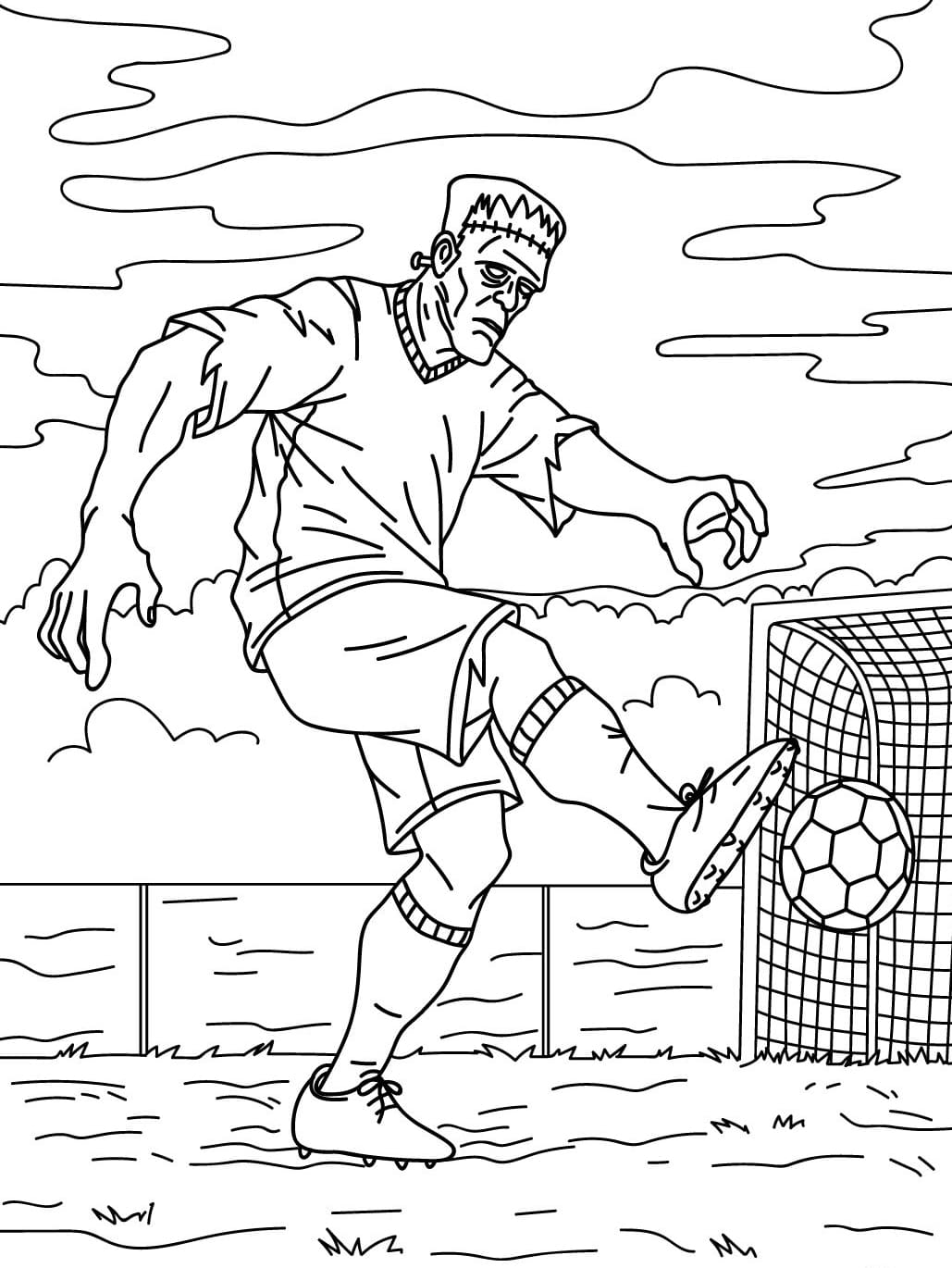 Frankenstein spiller fodbold Tegninger til Farvelægning