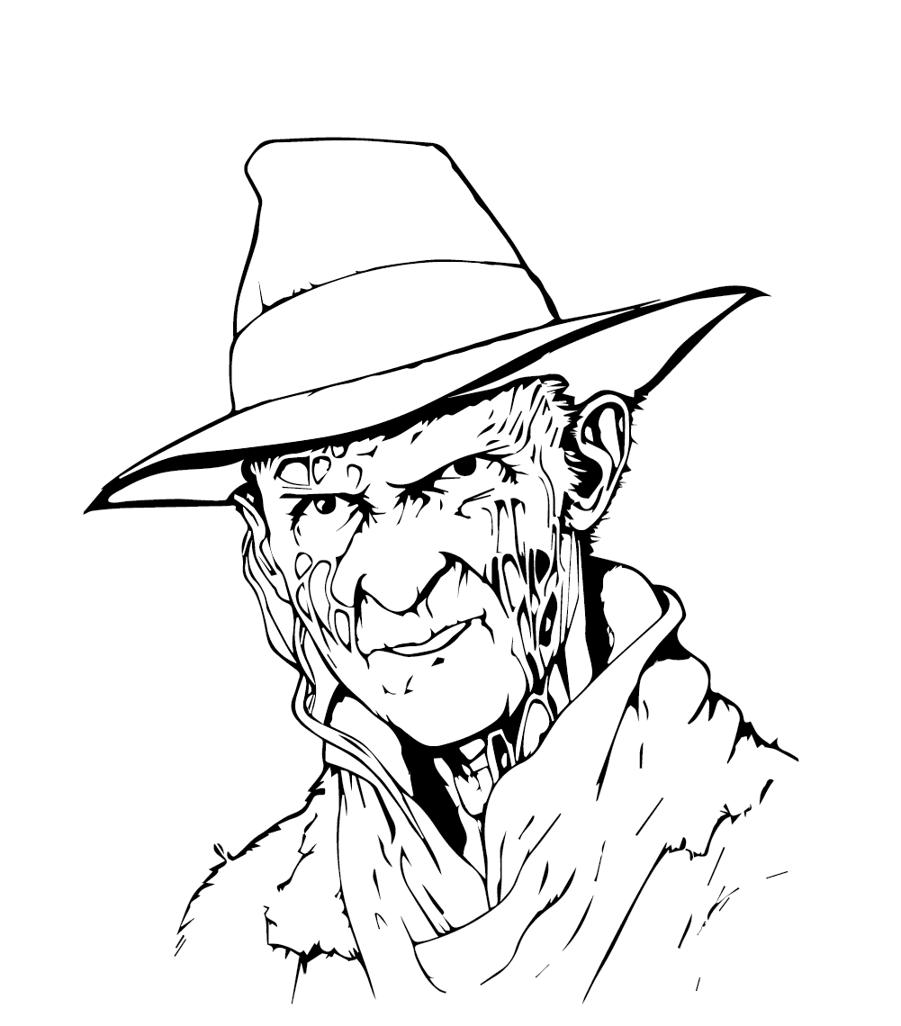 Freddy Krueger Gratis for børn Tegninger til Farvelægning