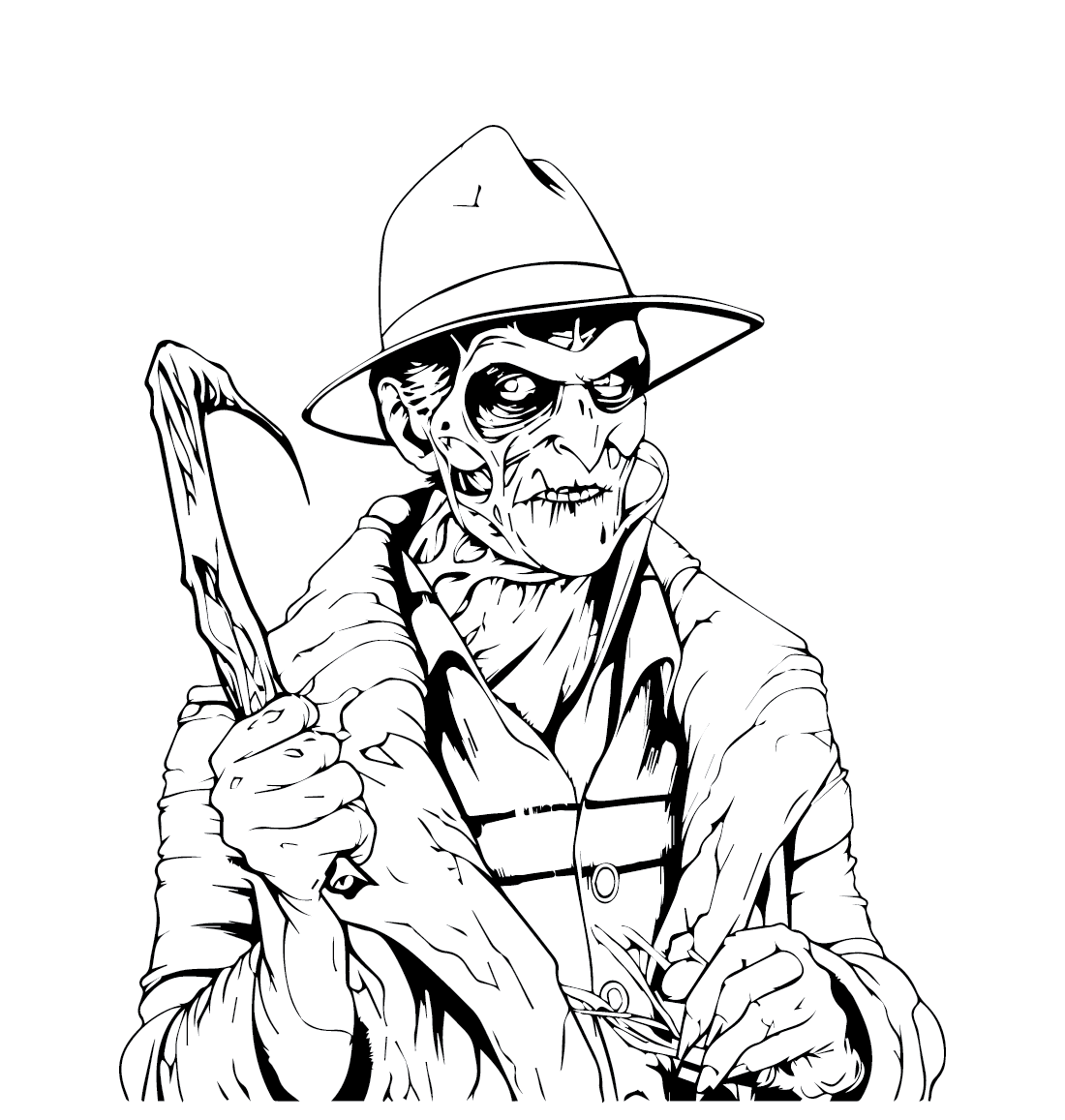 Freddy Krueger gratis udskrivning Tegninger til Farvelægning