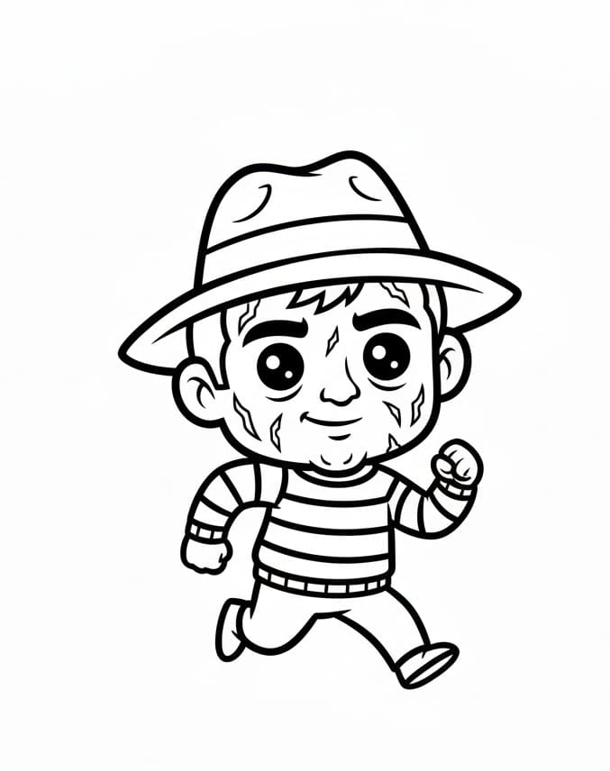 Freddy Krueger løber Tegninger til Farvelægning