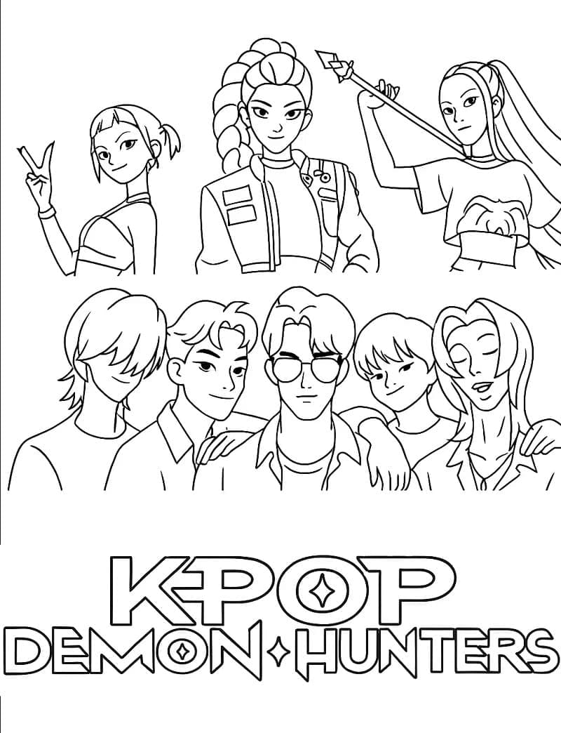 Gratis pigegruppejæger Tegninger til Farvelægning