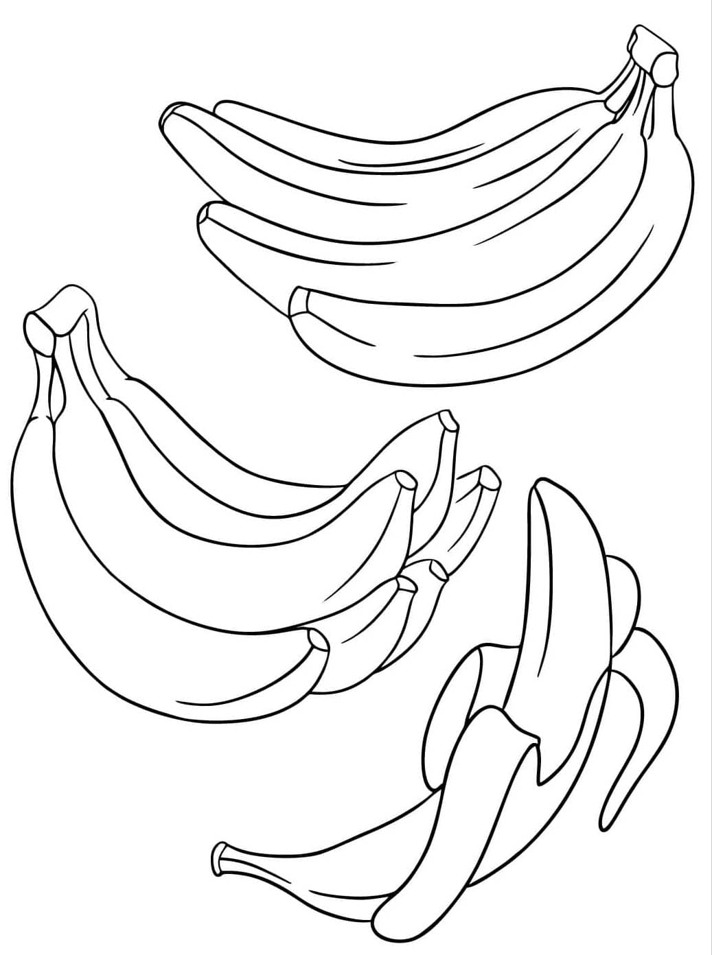 Grundlæggende bananer Tegninger til Farvelægning