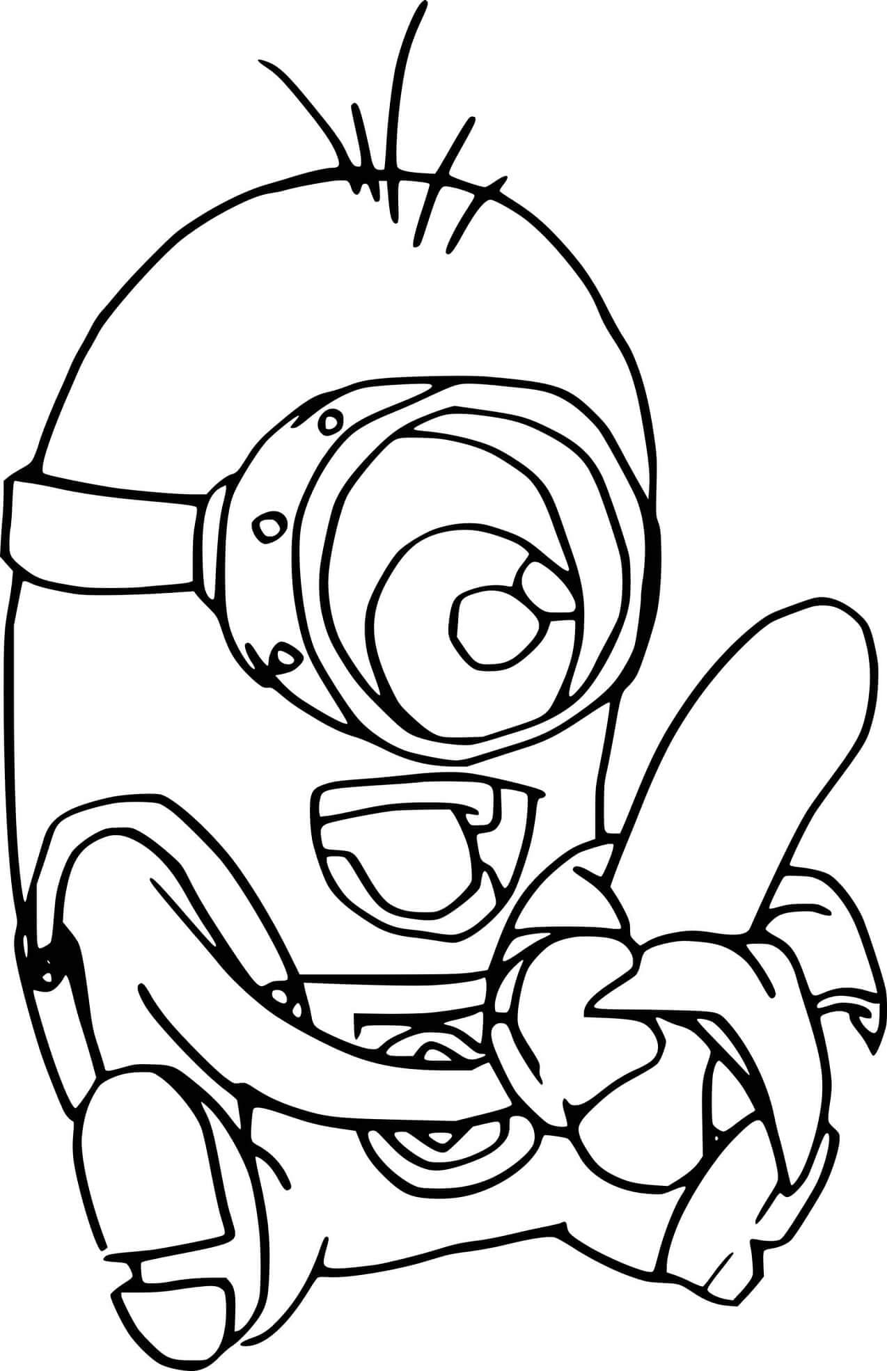 Minion spiser banan Tegninger til Farvelægning