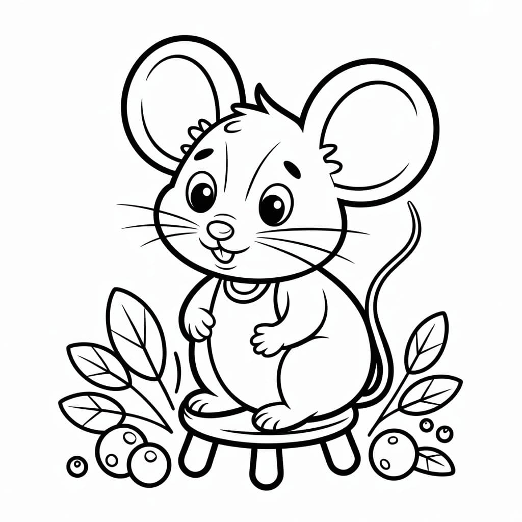 Mus på stol Tegninger til Farvelægning