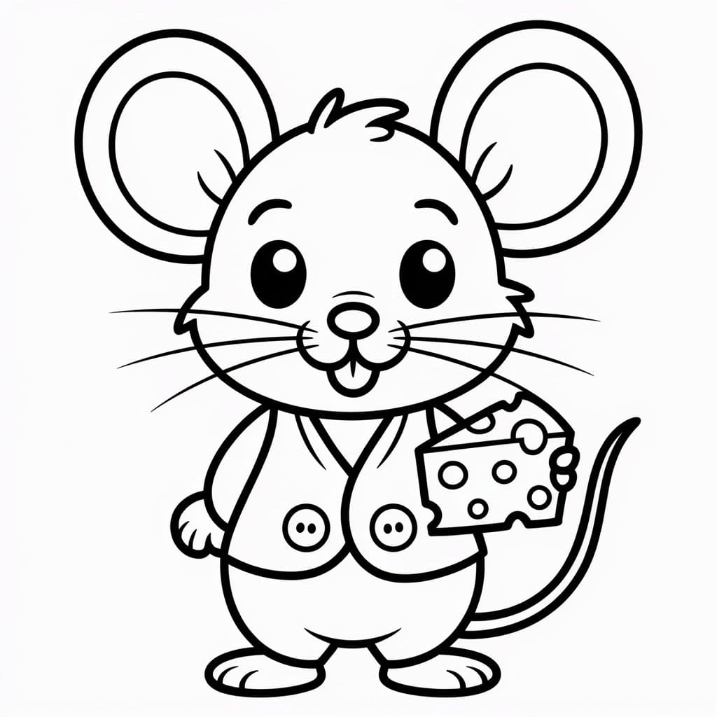Mus spiser ost Tegninger til Farvelægning
