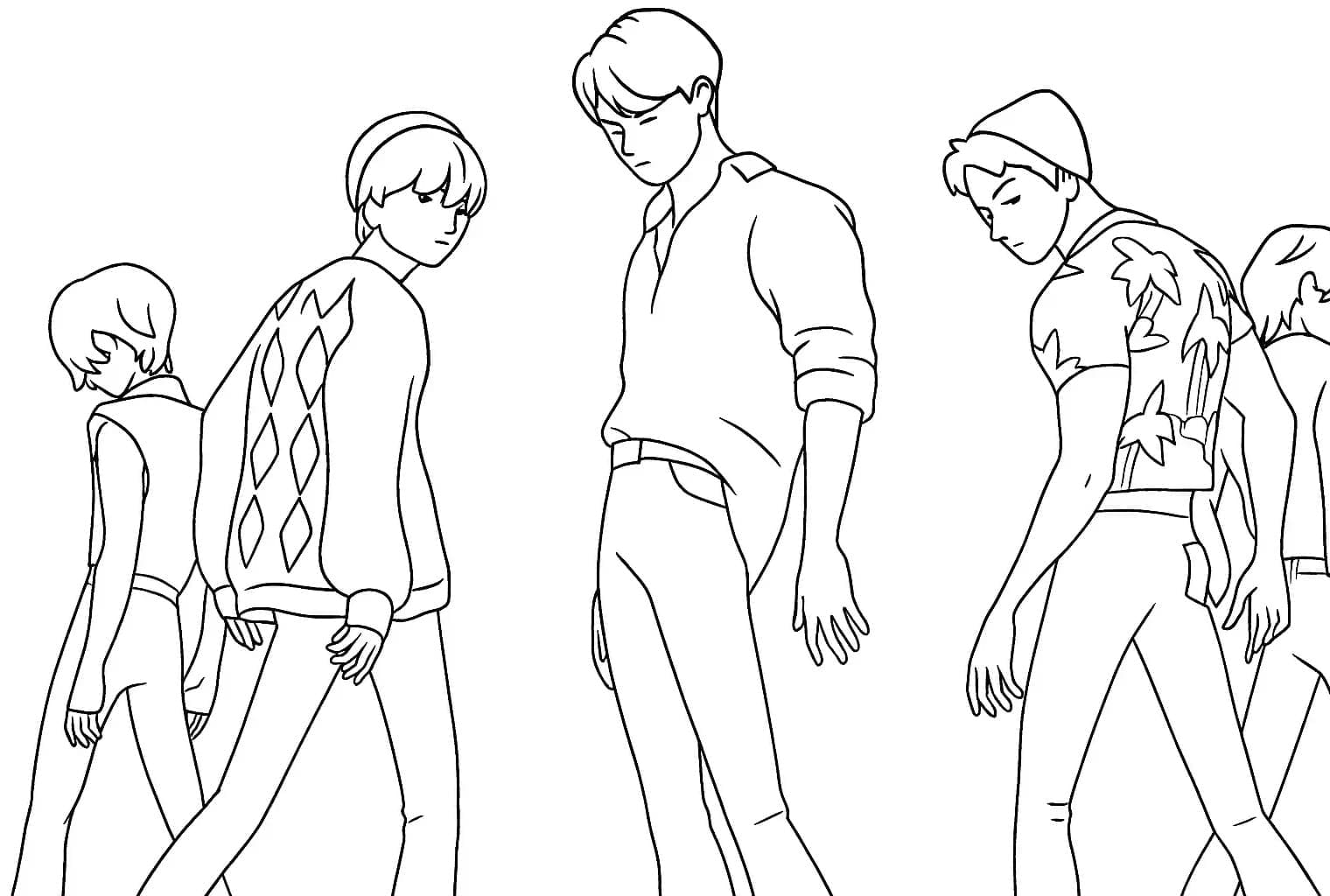 Pigegruppejæger for børn Tegninger til Farvelægning