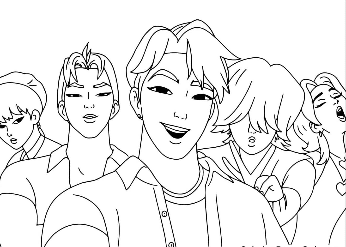 Pigegruppen Dæmonjæger er glad Tegninger til Farvelægning