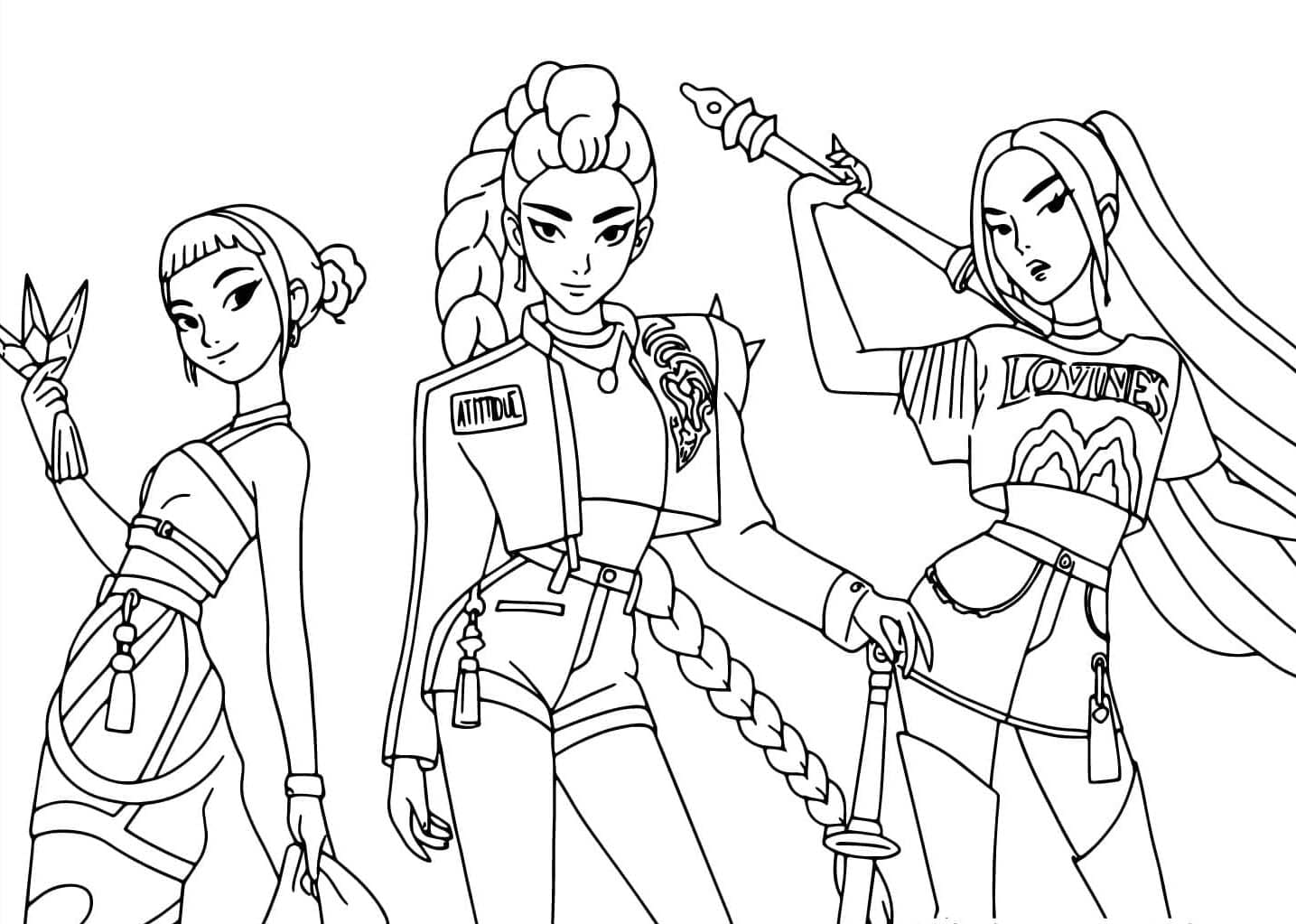 Pigerne er klar i pigejægergruppen Tegninger til Farvelægning