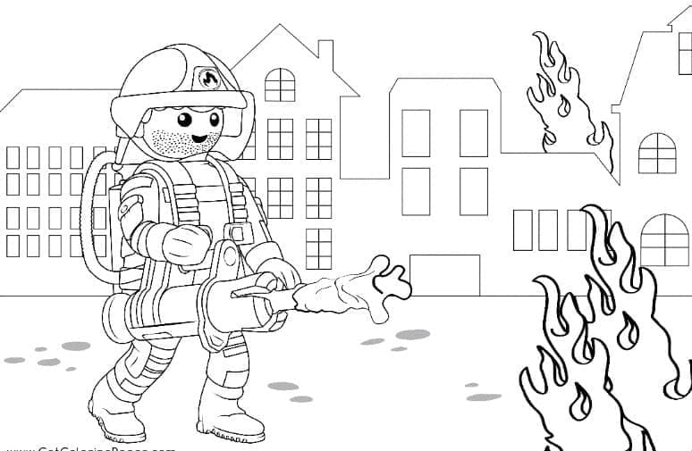 Playmobil Brandmand Tegninger til Farvelægning