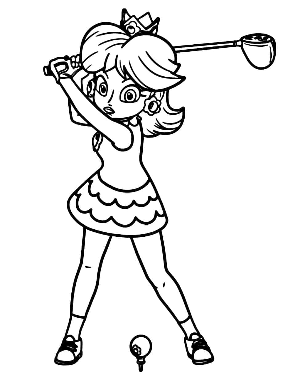 Prinsesse Daisy spiller golf Tegninger til Farvelægning