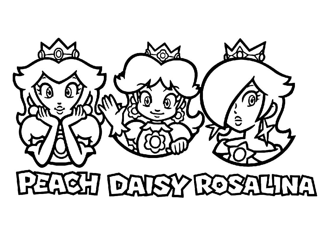 Prinsesse Peach, Daisy, Rosalina Tegninger til Farvelægning