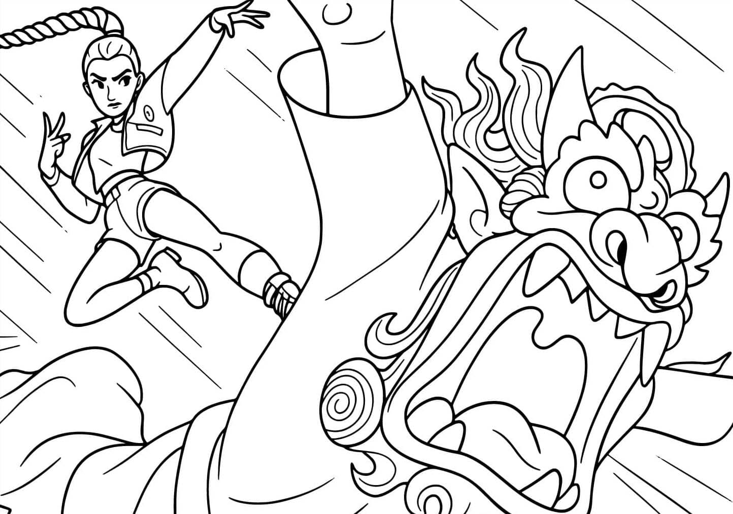 Rumi bekæmper dæmoner Tegninger til Farvelægning