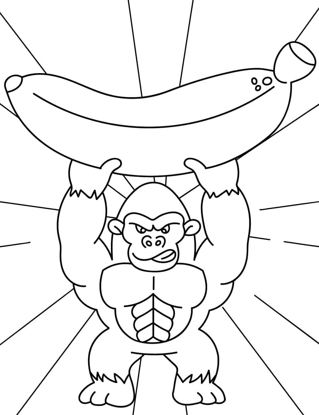 Stærk abe og banan Tegninger til Farvelægning