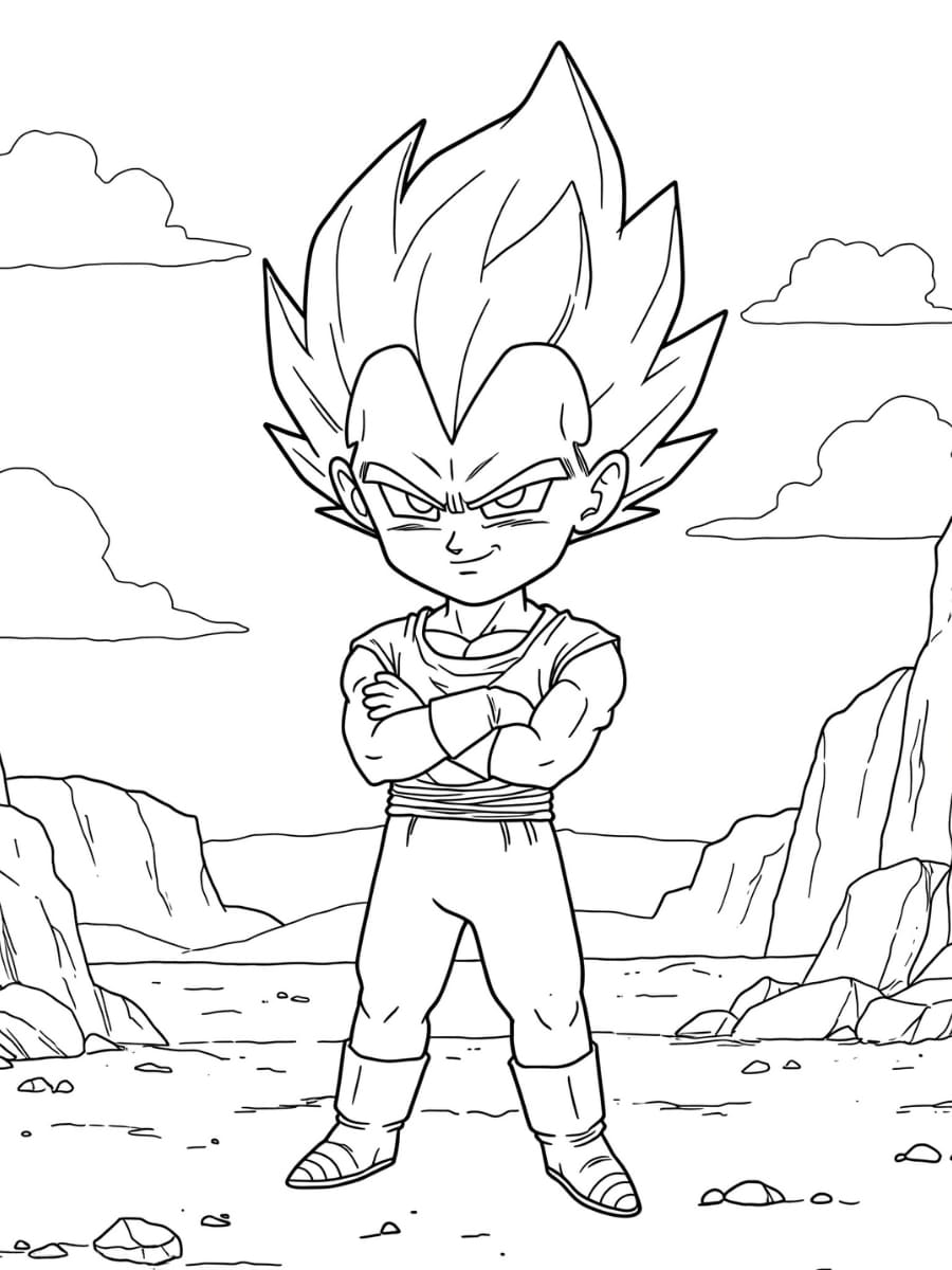 Vegeta fra Dragon Ball Z Tegninger til Farvelægning