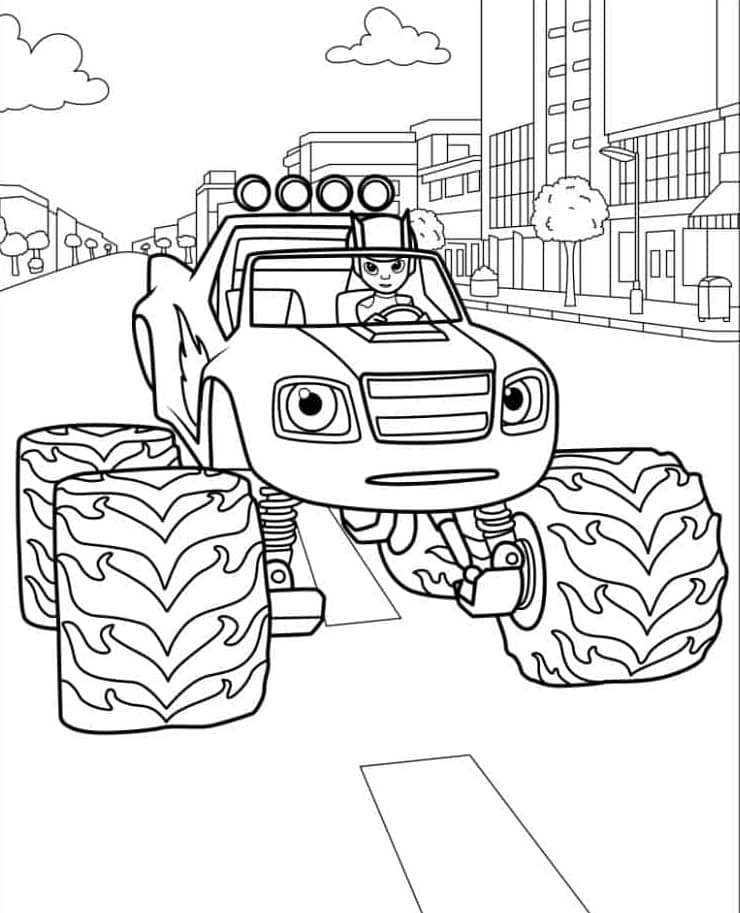 AJ kører brand i byen Tegninger til Farvelægning