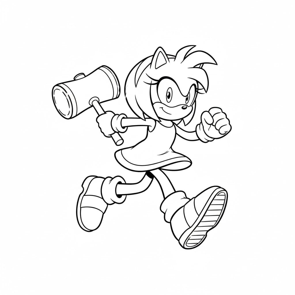 Amy Rose løber Tegninger til Farvelægning