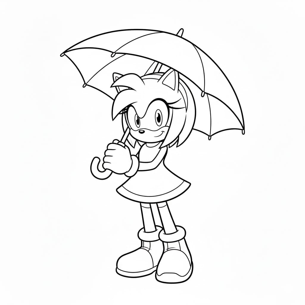 Amy Rose med paraply Tegninger til Farvelægning