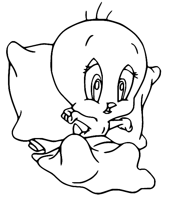 Baby Pip og en pude Tegninger til Farvelægning