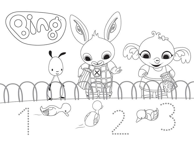 Bing, Flop og Sula Tegninger til Farvelægning