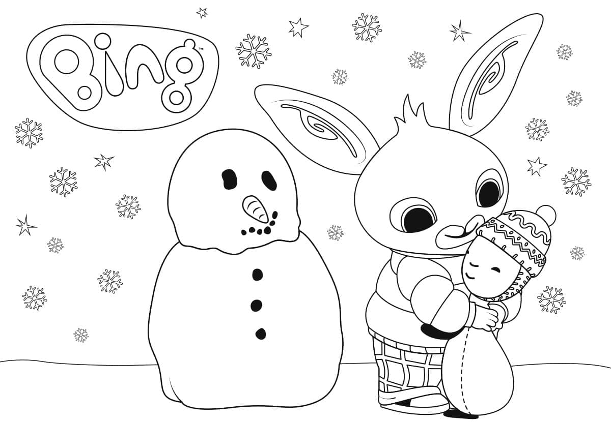 Bing Kanin og Snemand Tegninger til Farvelægning