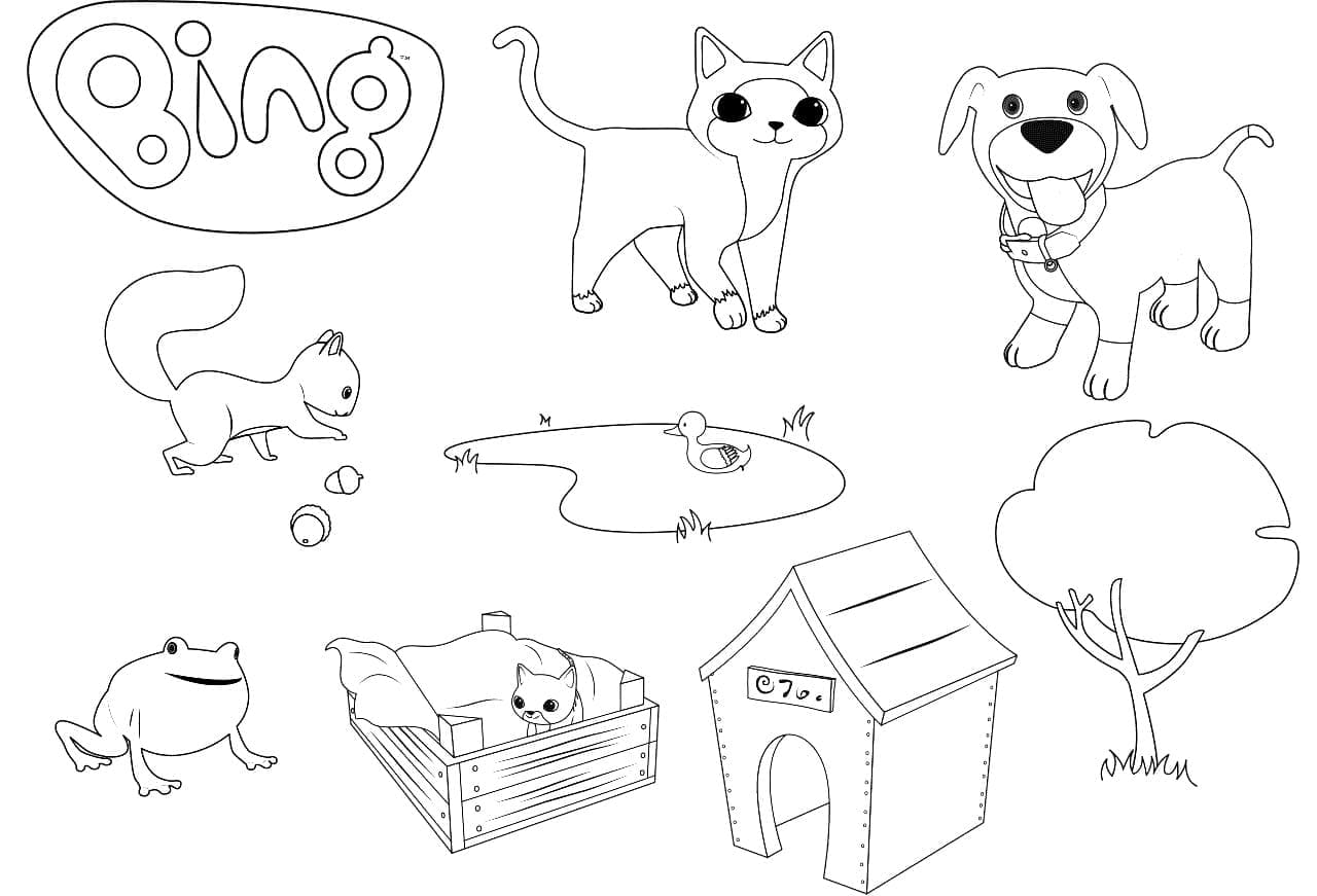 Bing og Flop Tegninger til Farvelægning