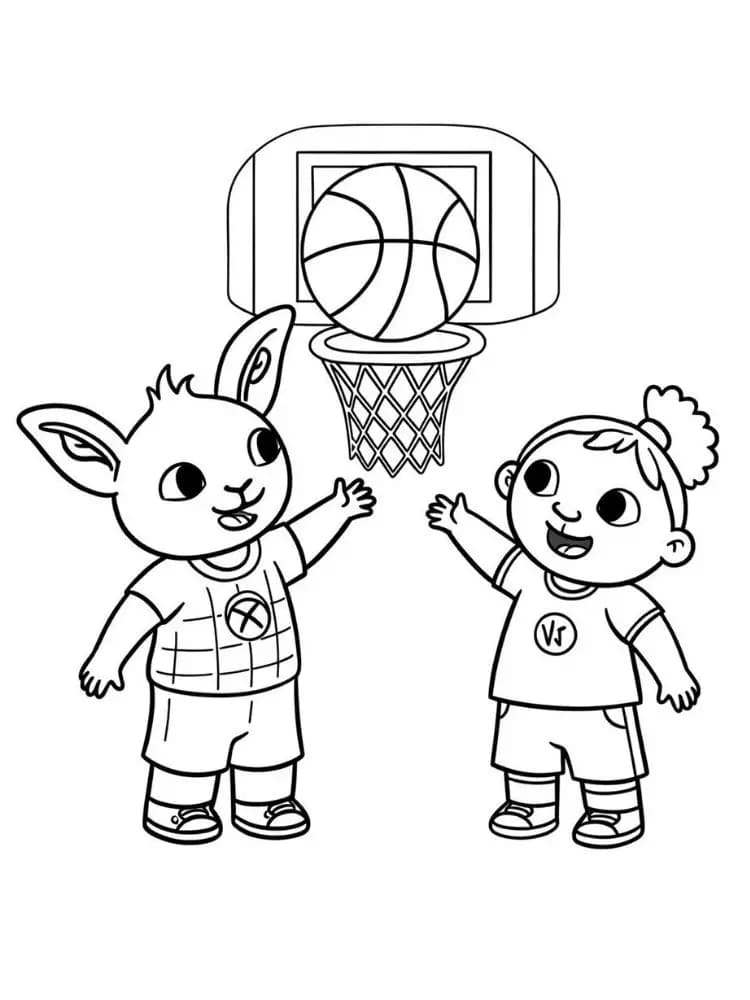 Bing spiller basketball Tegninger til Farvelægning