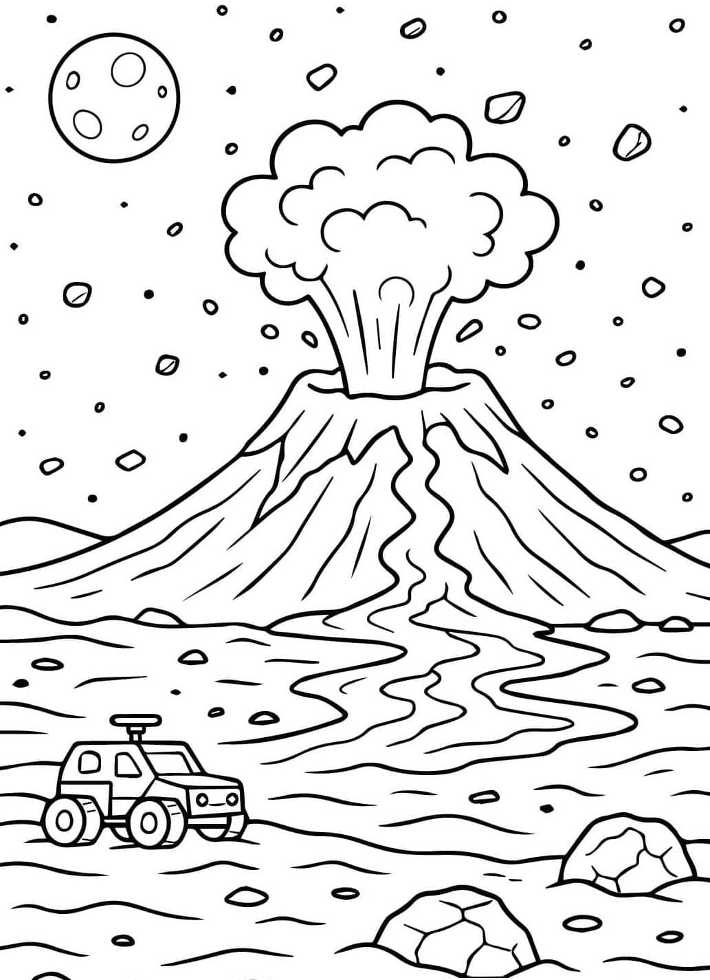 Bjergvulkan Tegninger til Farvelægning