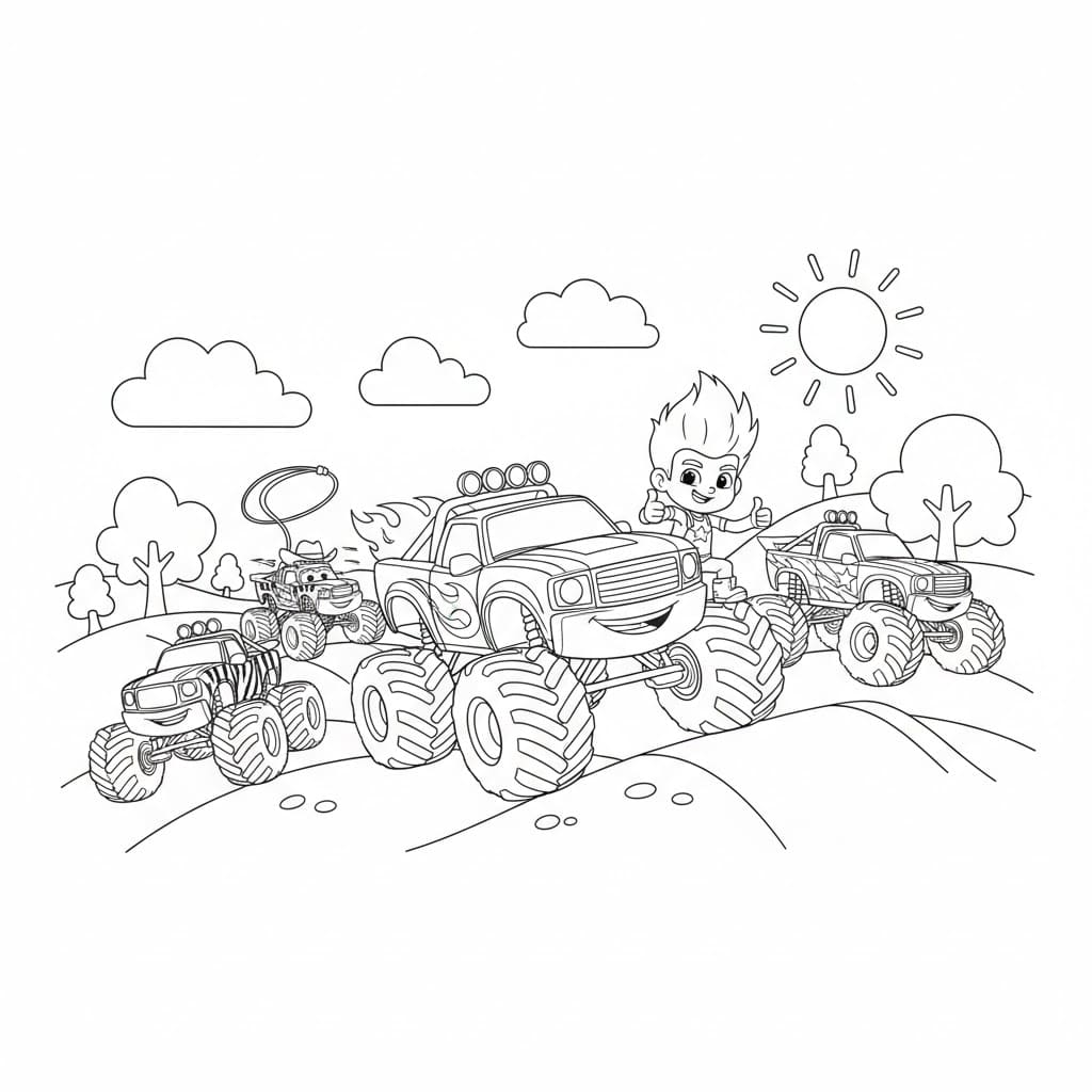 Blaze og monstermaskinerne gratis Tegninger til Farvelægning