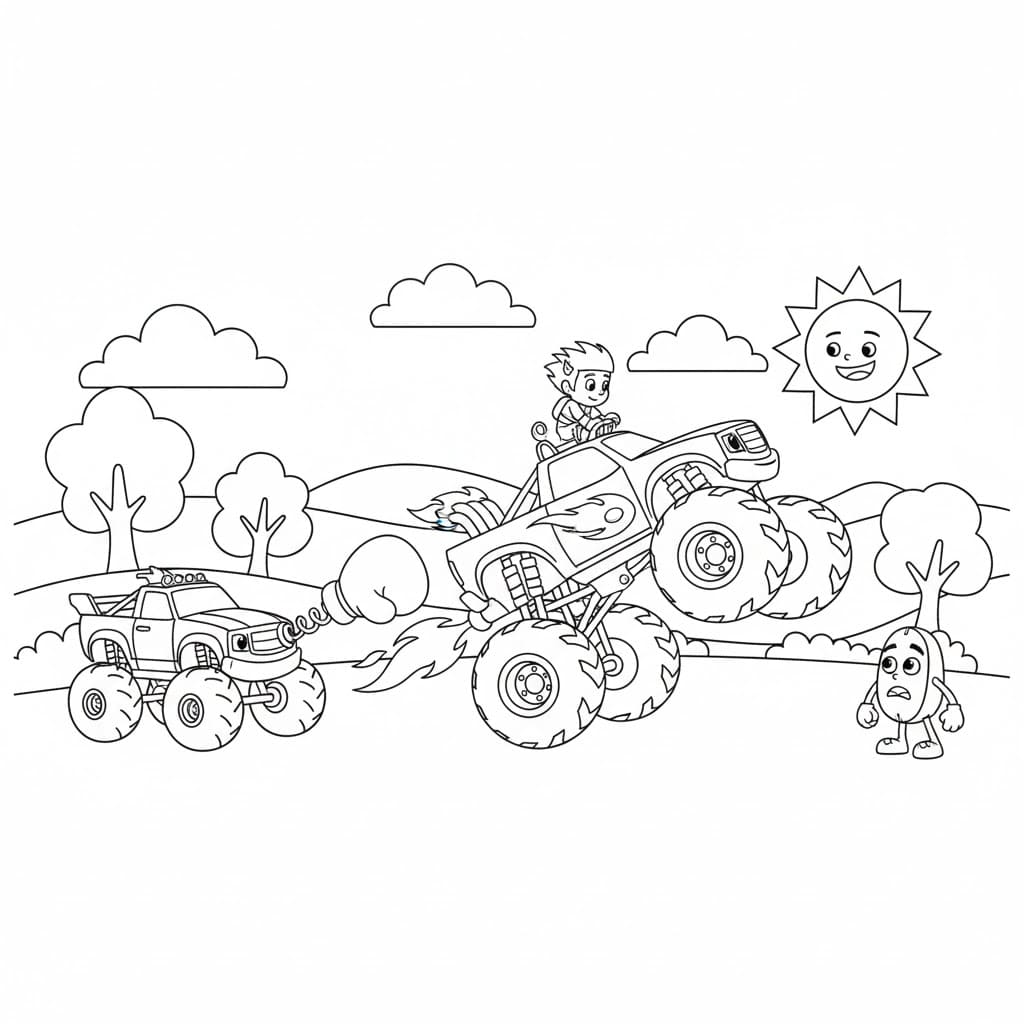 Blaze og Monstermaskinerne printbar Tegninger til Farvelægning