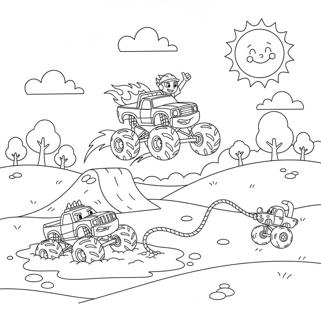 Blaze og monstermaskinerne sjove Tegninger til Farvelægning