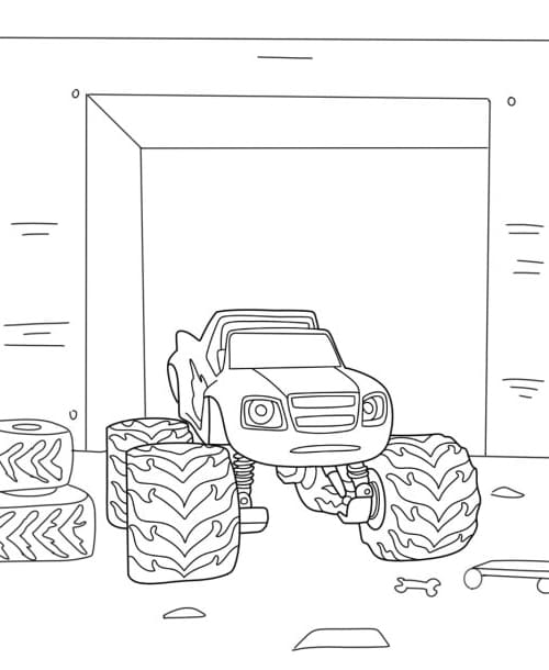 Blaze parkeret i nærheden af ​​en garage Tegninger til Farvelægning