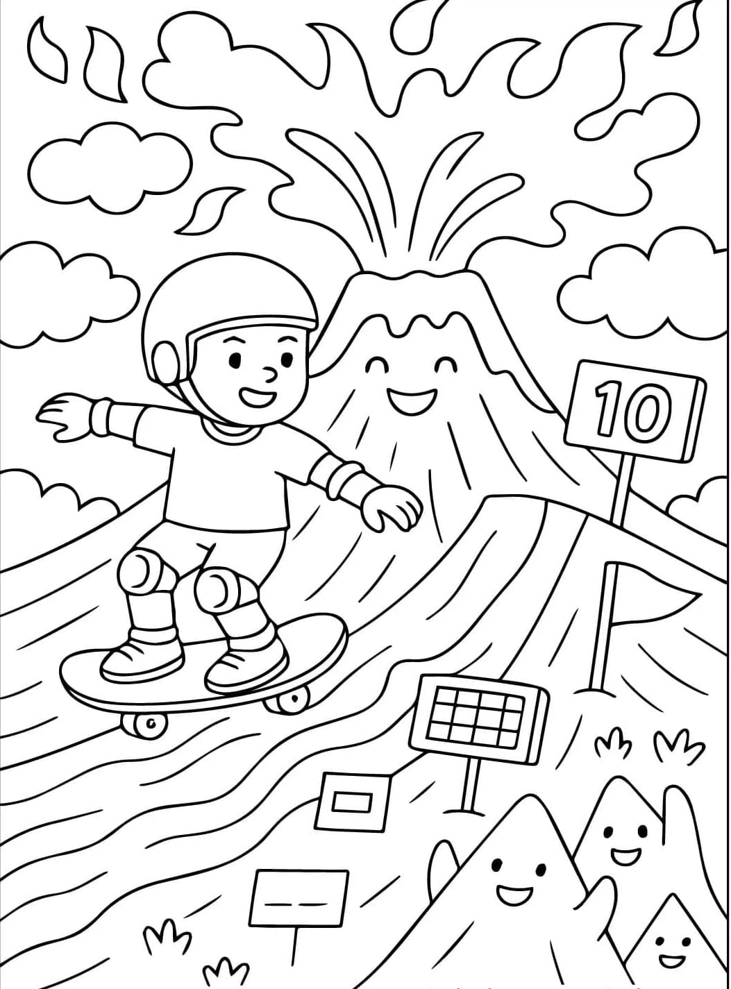 Børn lærer om vulkanen Tegninger til Farvelægning