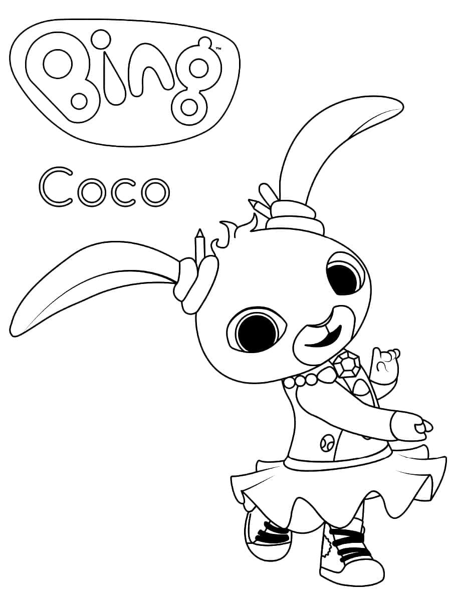 Coco fra Bing Tegninger til Farvelægning