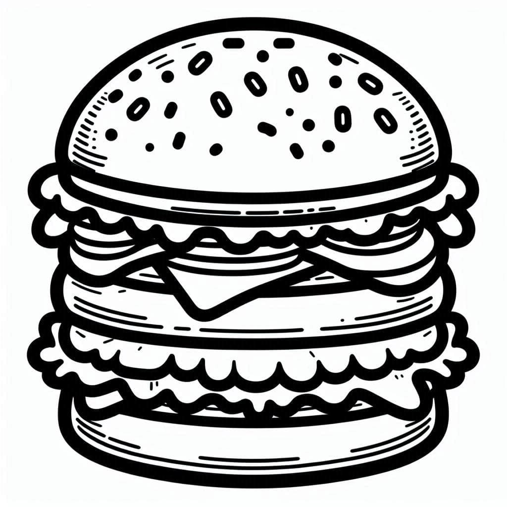 En stor hamburger Tegninger til Farvelægning