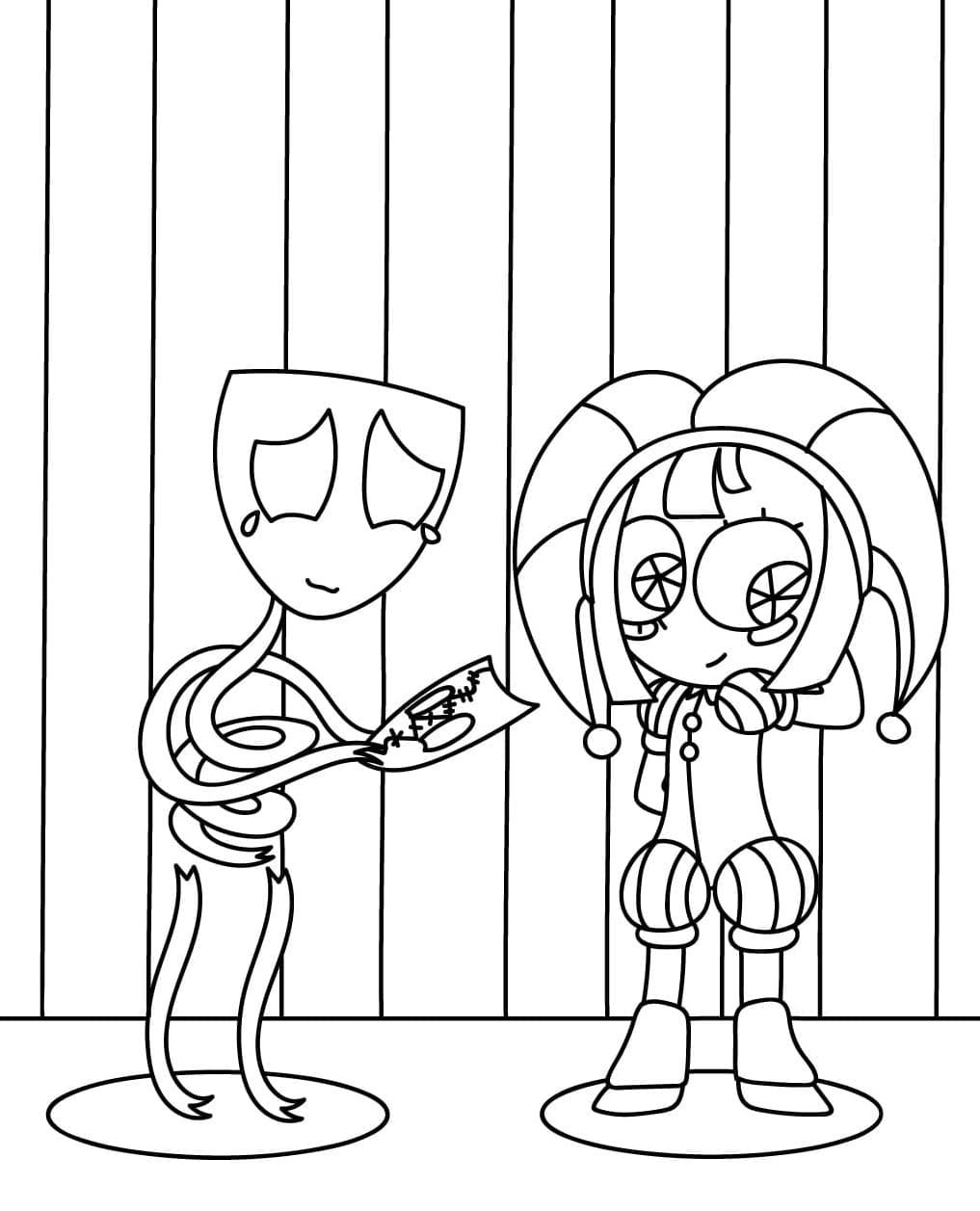 Gangle og Pomni gratis Tegninger til Farvelægning